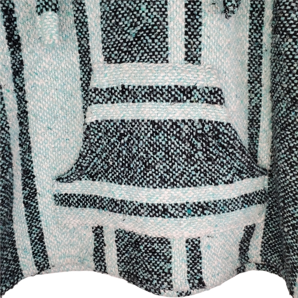 Sandy Made in Mexico Hooded Sweatshirt Teal and Black Sz. M - Picture 8 of 8